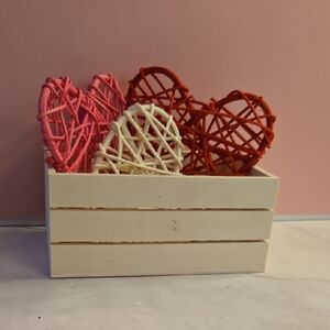 Decorative Heart Accents in Wooden Box